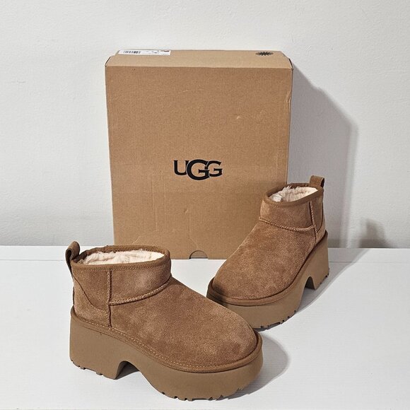 UGG Classic Ultra Mini New Heights Platform Boot - Chestnut - Women's Size 5 - Picture 1 of 7